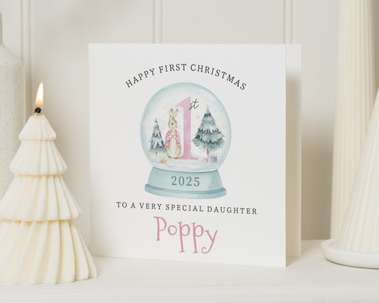 First Christmas Card for Daughter, Personalised 1st Christmas Card, Special Daughter Christmas Card, 2025 Baby Girl Card