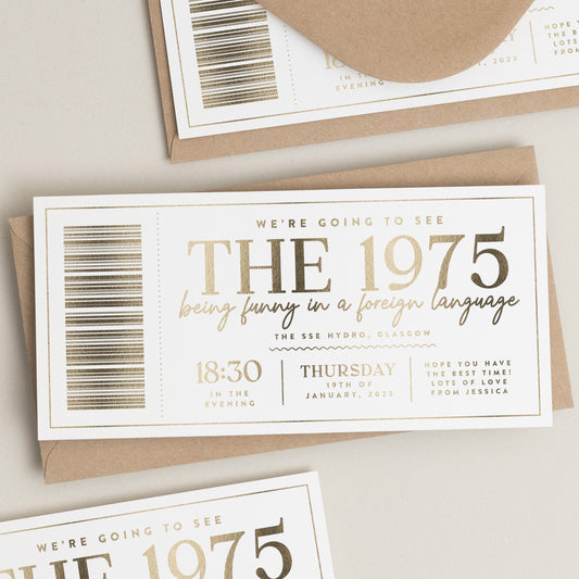 Personalised Gig Gift Voucher, Personalised Gig Ticket, Birthday Gift Ticket, Foil Memorabilia Ticket, Birthday Gift Voucher, Music Ticket