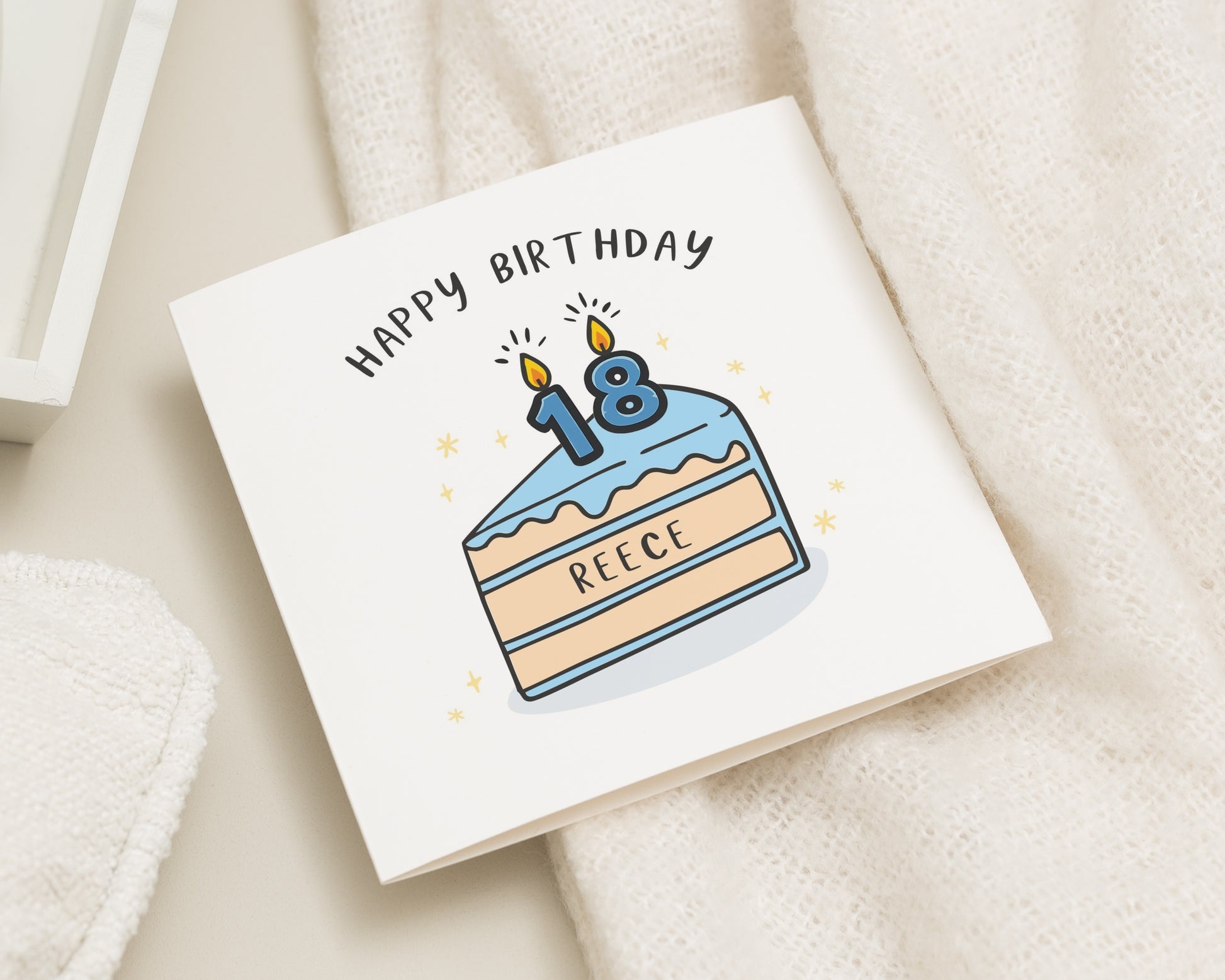 Personalised 18th Birthday Card, 18th Birthday Card for Daughter, Son, Friend, Custom Name and Age Card, Cake Illustration Card