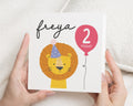 2nd Birthday Card for Girl, Personalised Lion Birthday Card, Cute Animal Card, Daughter Birthday Card