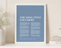 Personalised Song Lyrics Print, Blue Wall Art, First Dance Song Print, Anniversary Gift, Wedding Gift for Couple, White Framed Print