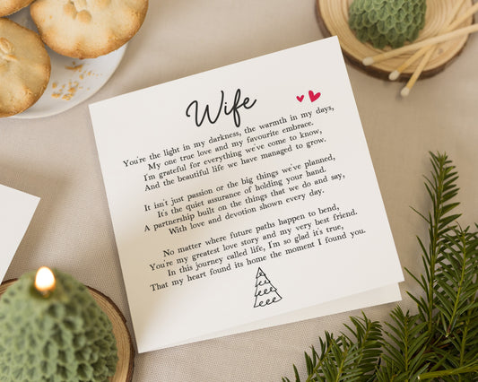 Christmas Card for Wife, Wife Christmas Card, Romantic Christmas Card for Her, Poem Christmas Card, Personalised Xmas Card for Wife