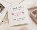 New Baby Card, Personalised Baby Girl Card, Congratulations Card, Baby Arrival Card, Custom Name Card, Pink Baby Card, Baby Girl Gift