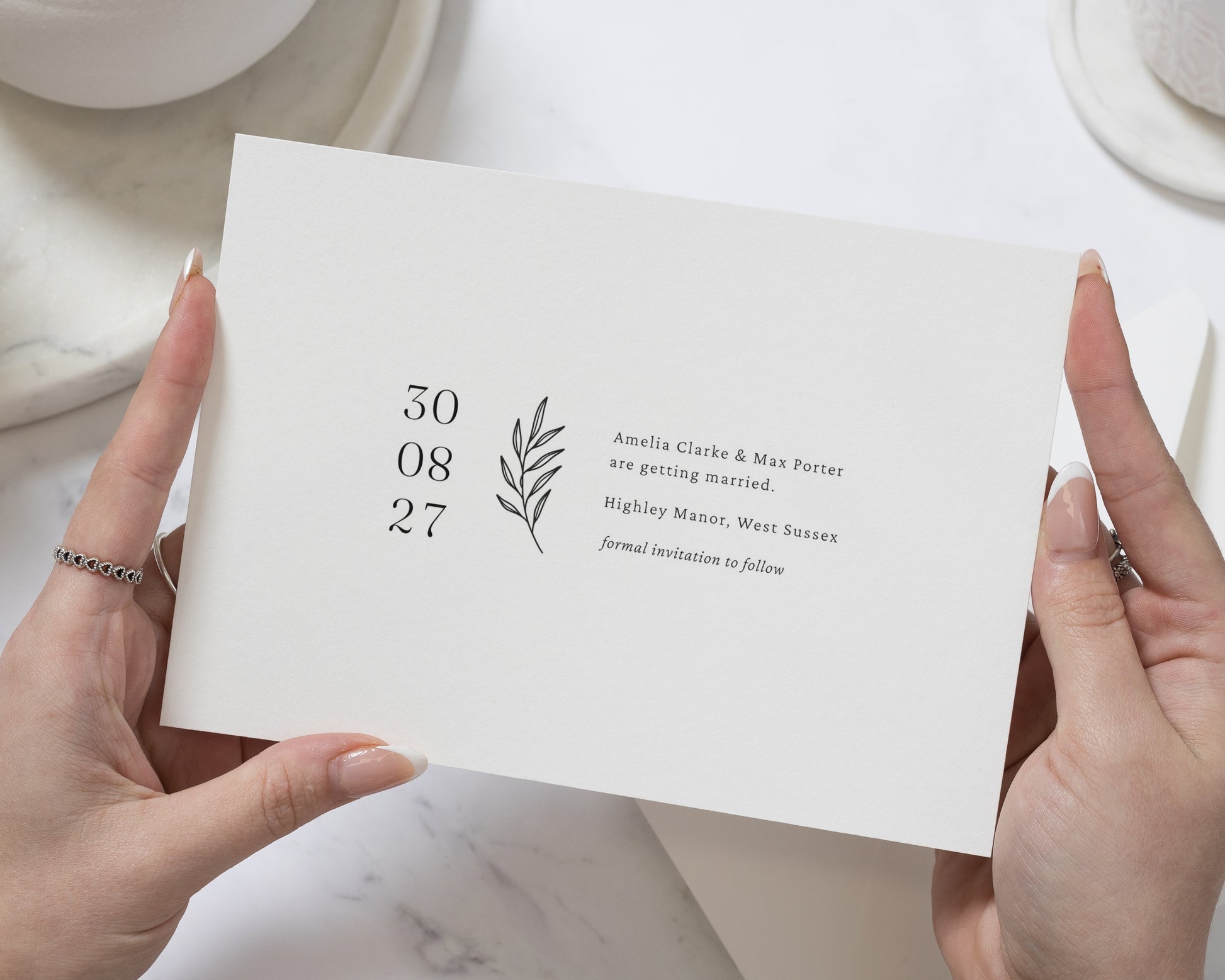 Personalised Save the Date Card, Wedding Save the Date, Minimal Save the Date Cards, Greenery Save the Date, Simple Save the Dates