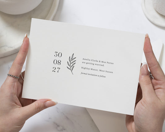 Personalised Save the Date Card, Wedding Save the Date, Minimal Save the Date Cards, Greenery Save the Date, Simple Save the Dates