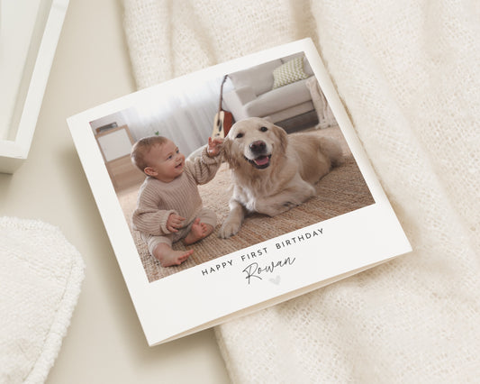 1st Birthday Card, First Birthday Card, Personalised Photo Birthday Card, Birthday Card for Boy, Birthday Card for Girl, Baby Birthday Card