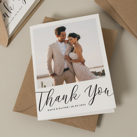 Portrait Photo Simple Wedding Thank You Cards, Wedding Cards, Thank You Card, Personalised Thank You Cards With Photo and Envelopes