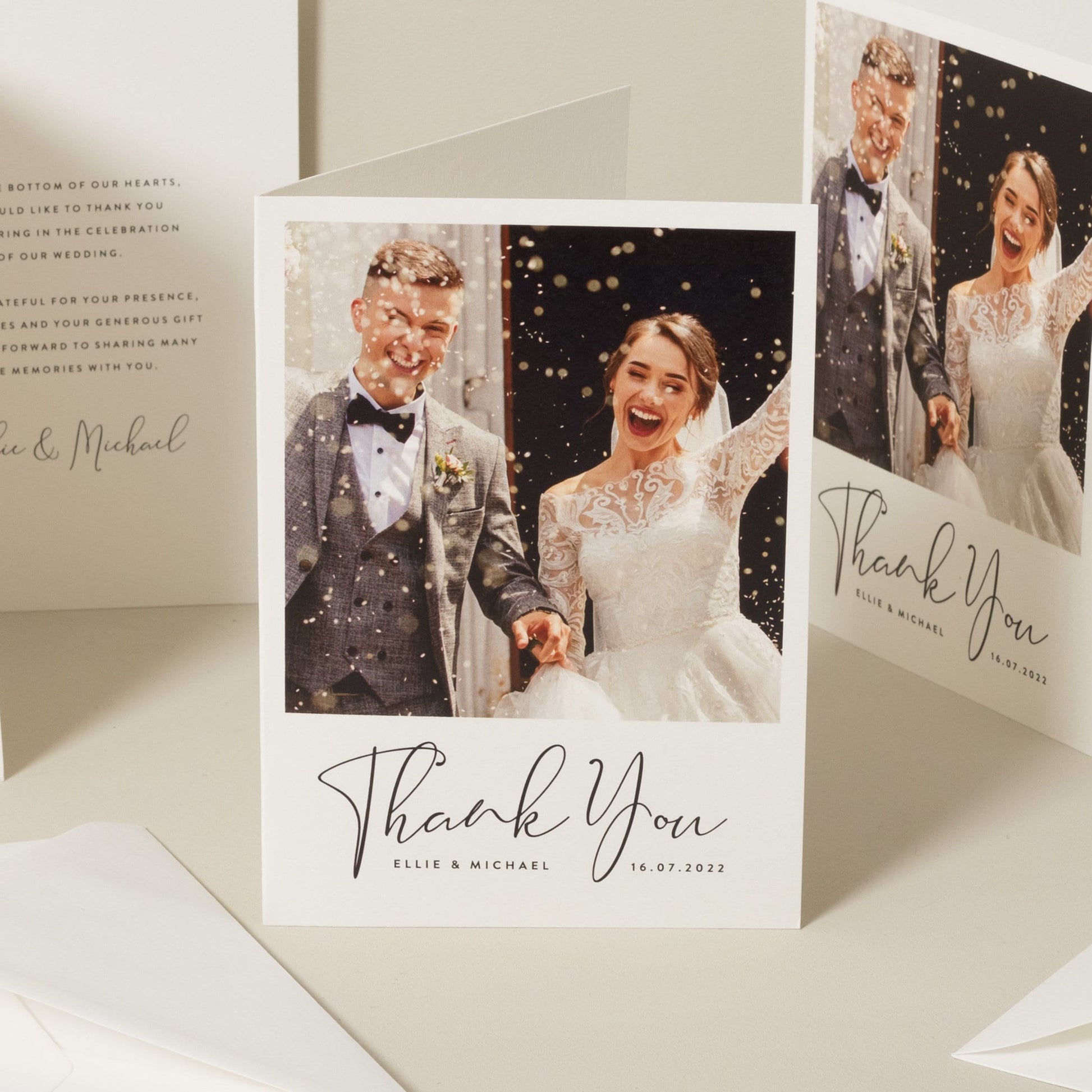 Wedding Thank You Cards, Thank You Wedding Pack, Simple Thank You Card, Wedding Thank You Cards With Photo, Thank You With Envelopes