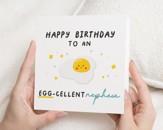 Birthday Card for Nephew, Funny Birthday Card, Egg Pun Birthday Card, Cute Birthday Card for Boy, Personalised Nephew Birthday Card