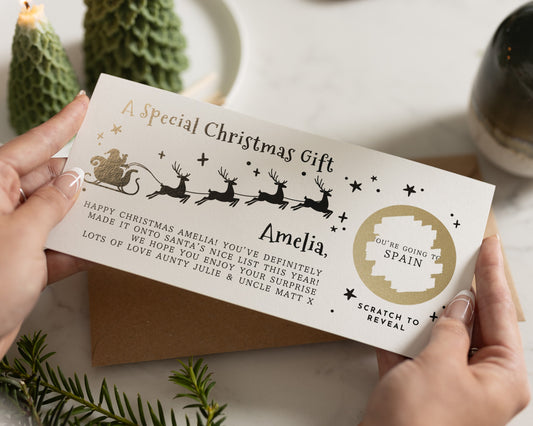 Christmas Gift Voucher, Scratch to Reveal Holiday Reveal, Personalised Travel Gift Voucher, Surprise Trip Card, Pack Your Bags
