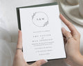 Botanical Monogram Wedding Invitations, Minimalist Black and White Wedding Invite, Forest Green Personalised Invitation Suite