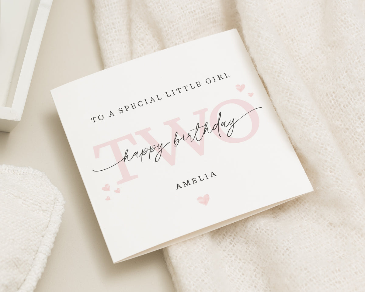 2nd Birthday Card for Girl, Second Birthday Card, Personalised Birthday Card for Daughter, Granddaughter Birthday Card, Niece Birthday Card
