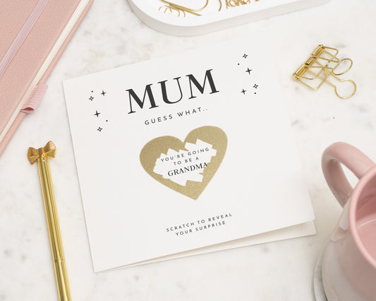 Pregnancy Announcement Card for Mum, Scratch Reveal Grandma Card, Baby Reveal Card for Mum, Personalised Grandma to Be Card
