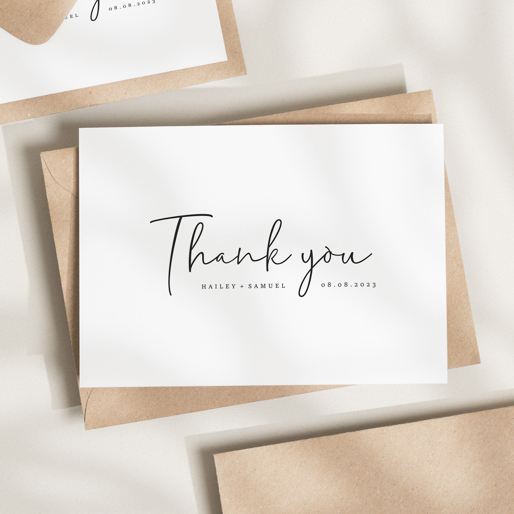 Wedding Thank You Cards, Thank You Postcards, Folded Wedding Thank You, Thank You Wedding Cards, Simple Wedding Cards &#39;Hailey&#39;