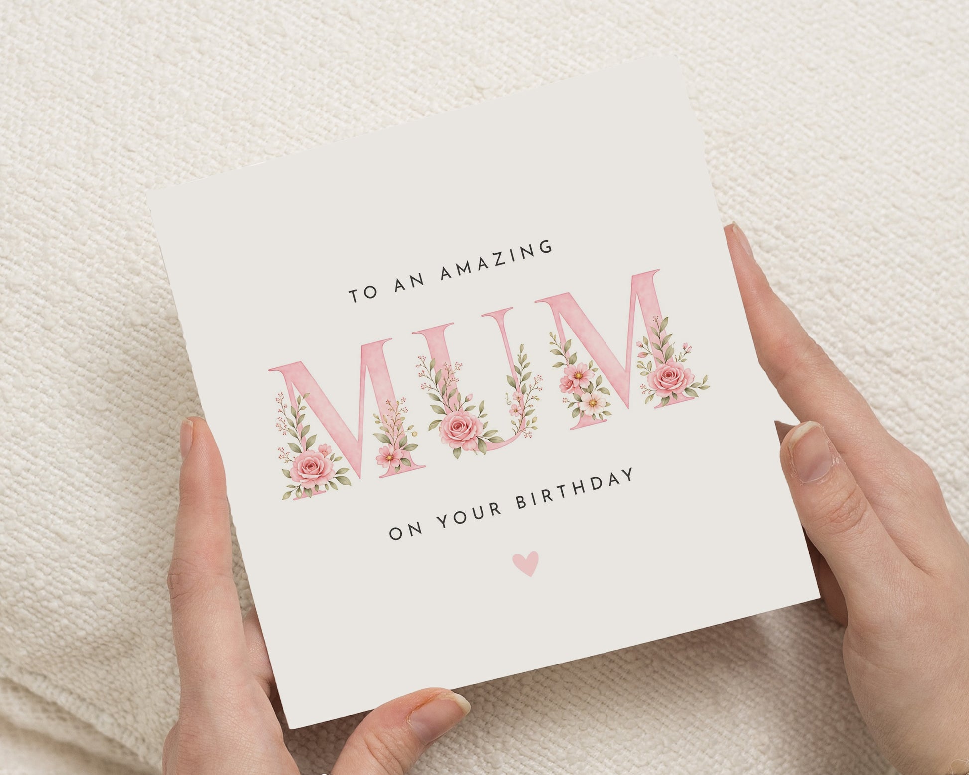 Birthday Card for Mum, Mum Birthday Card, Floral Birthday Card, Birthday Card for Her, Personalised Birthday Card for Mum, Pink Flower Card
