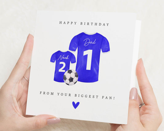 Birthday Card for Dad, Personalised Football Birthday Card, Birthday Card from Son, Dad Birthday Card, Football Shirt Card