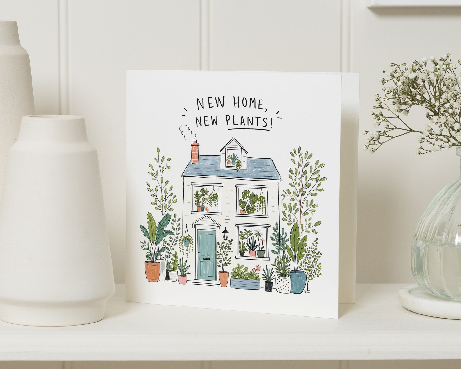New Home Card, New House Card, Moving House Card, Housewarming Card, New Home Greeting Card, Plant Lover Card, Congratulations Card