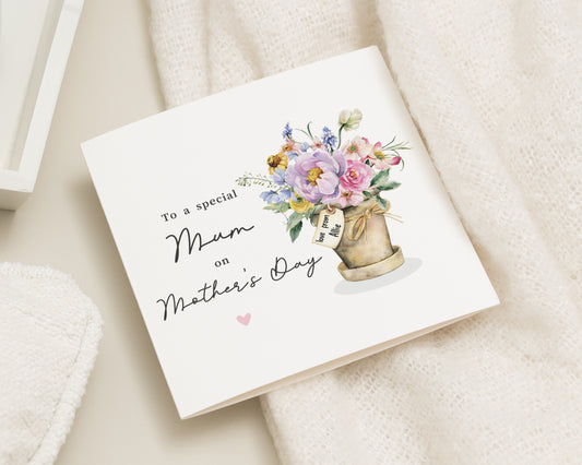 Mother's Day Card for Mum, Personalised Floral Mother's Day Card, Mum Mother's Day Card, Custom Card for Her, Flower Card for Mum