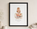 Personalised Baby Portrait Print, Custom Child Illustration, First Birthday Gift, Nursery Wall Art, Baby Keepsake, Black Framed Print