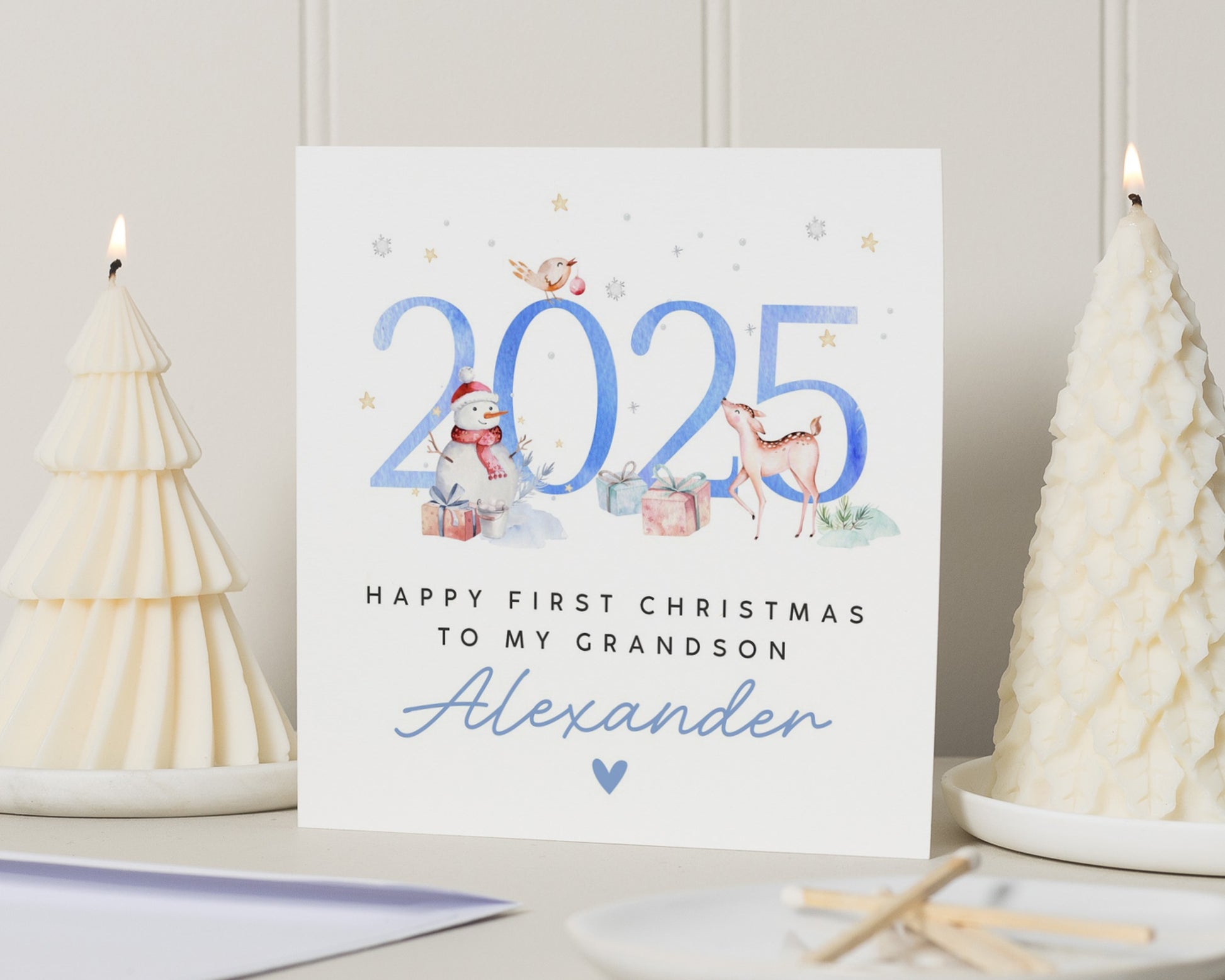 First Christmas Card for Grandson, Personalised Grandson Christmas Card, 2025 Christmas Card, Grandson First Christmas Card