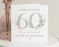 60th Anniversary Card for Mum and Dad, Personalised Anniversary Card, Floral Sixtieth Wedding Anniversary Card, Congratulations Card