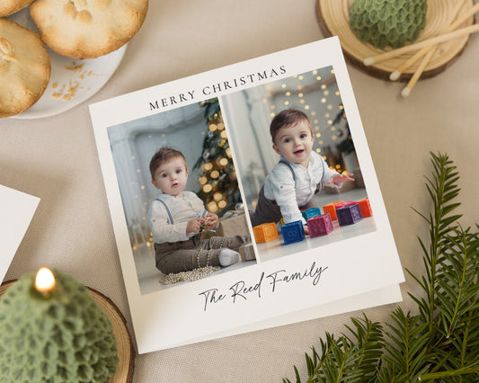 Personalised Photo Christmas Card, Square Christmas Card, Family Christmas Card, Pack of 10, 20, 50 or 100, Custom Christmas Card