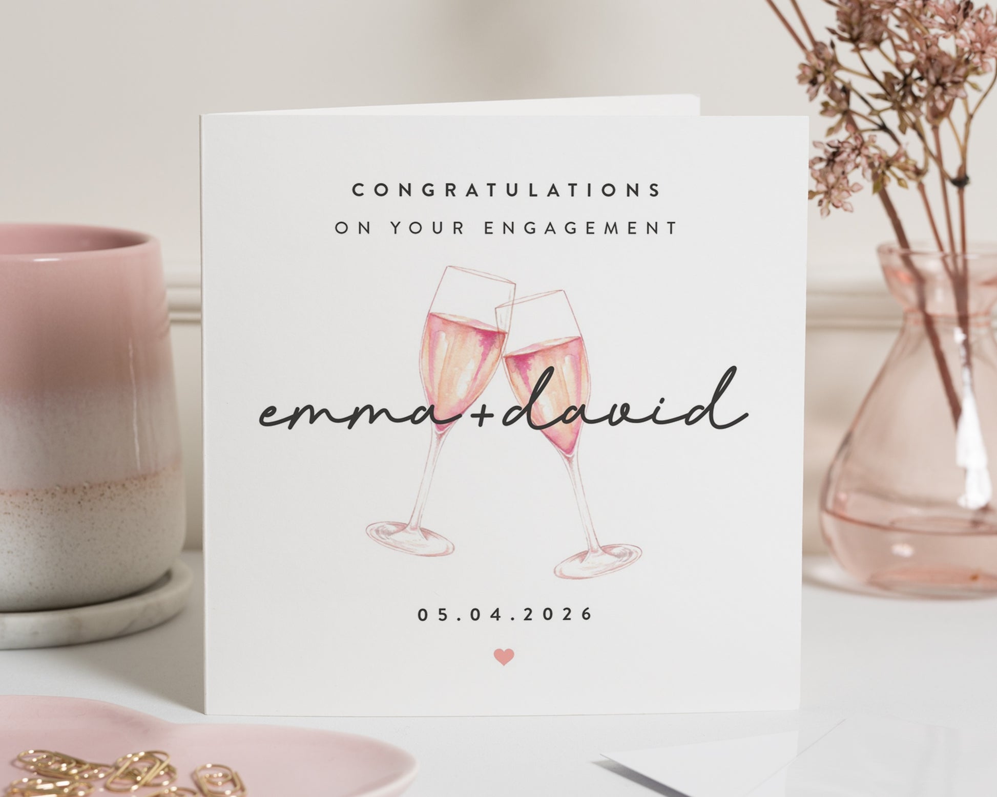 Engagement Card, Personalised Engagement Card, Congratulations Card, Engagement Card for Couple, Custom Engagement Card, Champagne Card