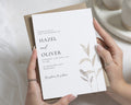 Botanical Wedding Invitations, Simple Minimal Wedding Invite, Elegant Neutral Flat Wedding Invitation, Personalised Invitation Suite