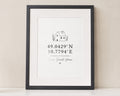 Personalised Coordinates Print, Off White Wall Art, New Home Gift, Housewarming Gift, First Home Print, Black Framed Wall Art