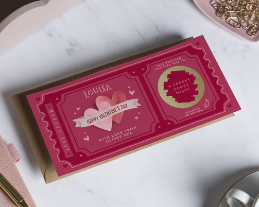 Personalised Valentines Day Gift Voucher for Her, Cheeky Games Night, Custom Valentines Gift, Scratch to Reveal