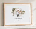 Personalised Wedding Print, Custom Couple Wall Art, Wedding Venue Illustration, Wedding Gift, Anniversary Gift, Print With Mount