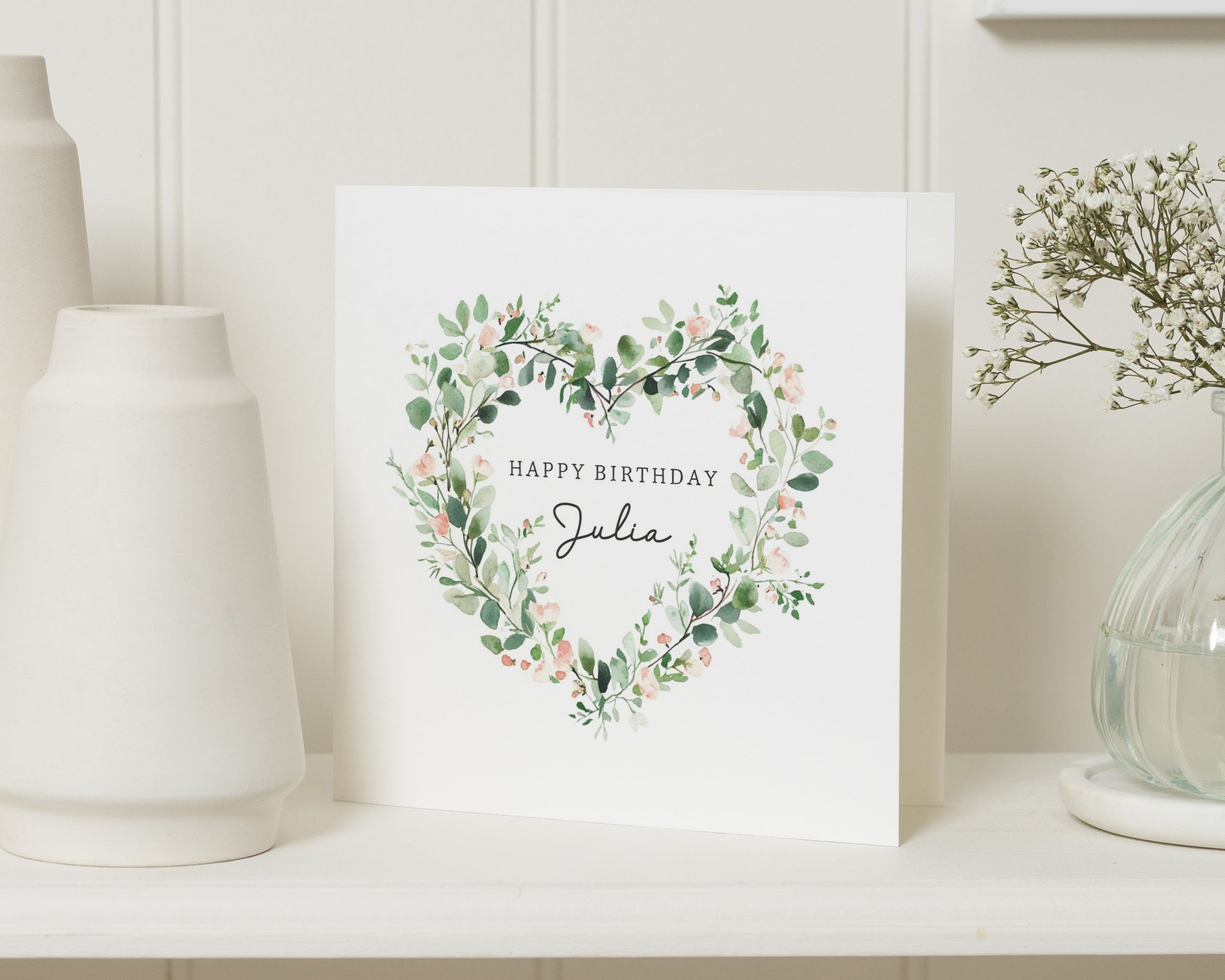 Birthday Card for Her, Personalised Birthday Card, Floral Birthday Card, Birthday Card for Friend, Birthday Card for Mum, Heart Card