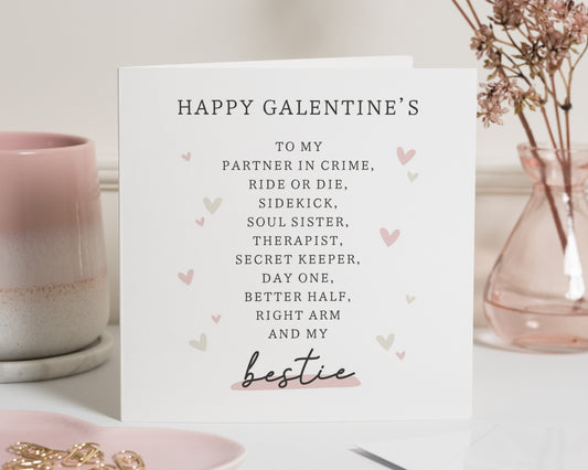 Galentines Day Card for Best Friend, Bestie Card, Friend Valentines Card, Soul Sister Card, Cute Galentines Card for Her