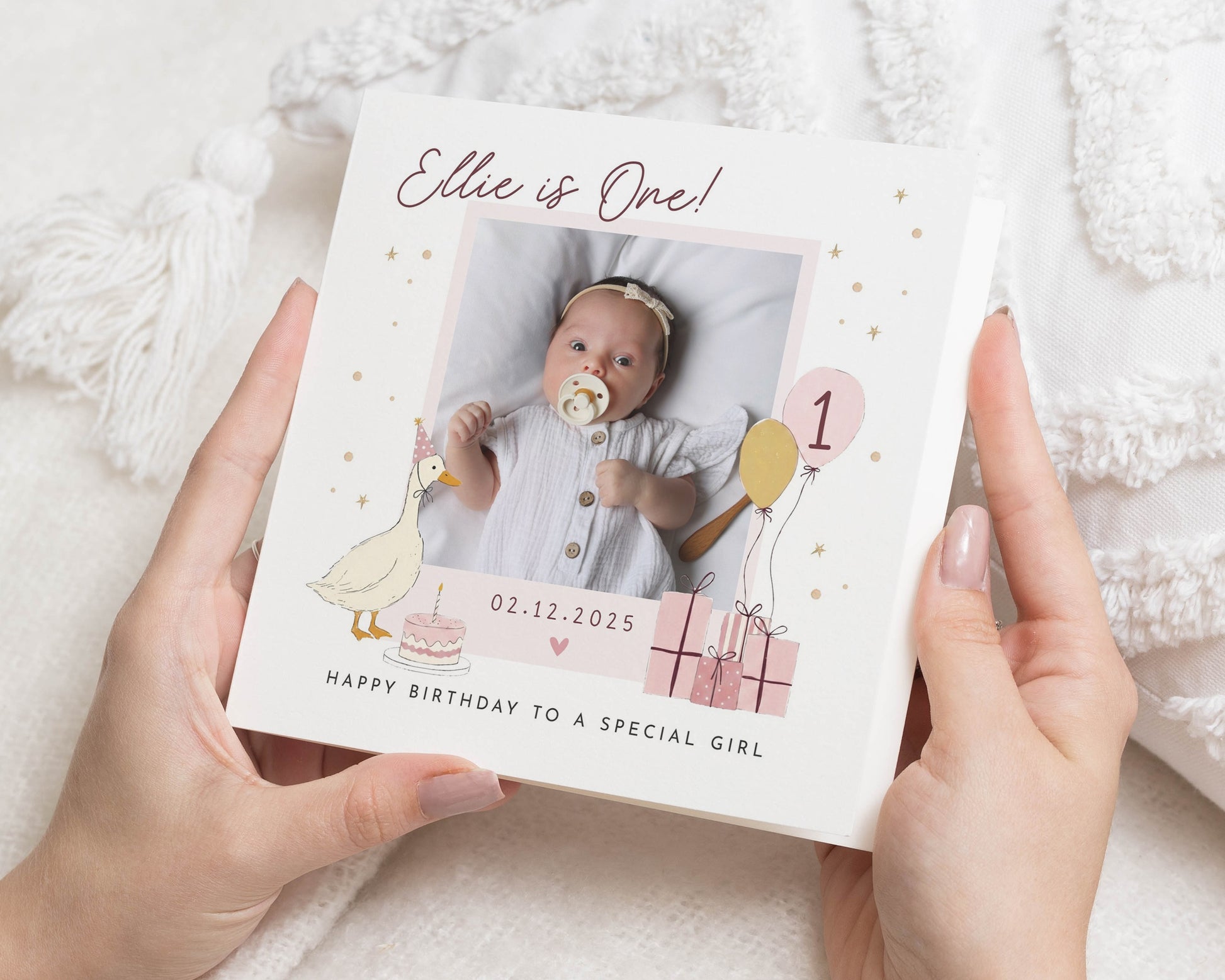 1st Birthday Card for Girl, First Birthday Card, Personalised Photo Birthday Card, Birthday Card for Daughter, Granddaughter, Niece