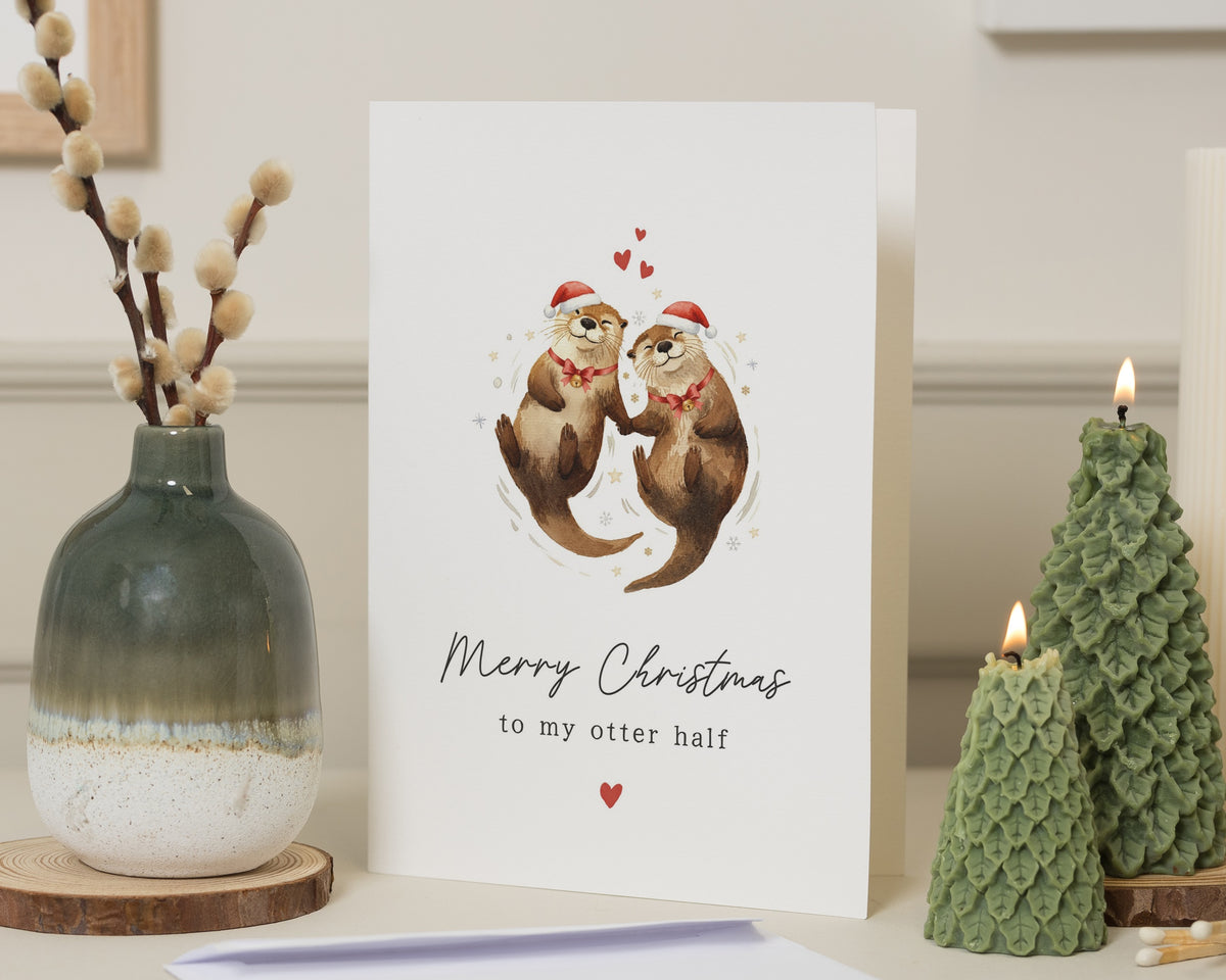 Christmas Card for Husband, Christmas Card for Wife, Otter Christmas Card, Romantic Christmas Card, Funny Card for Boyfriend Girlfriend