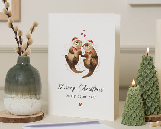 Christmas Card for Husband, Christmas Card for Wife, Otter Christmas Card, Romantic Christmas Card, Funny Card for Boyfriend Girlfriend