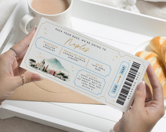 Personalised Pack Your Bags Gift Voucher, Holiday Reveal Gift, Custom Boarding Pass, Birthday Gift Experience, Weekend Away Voucher