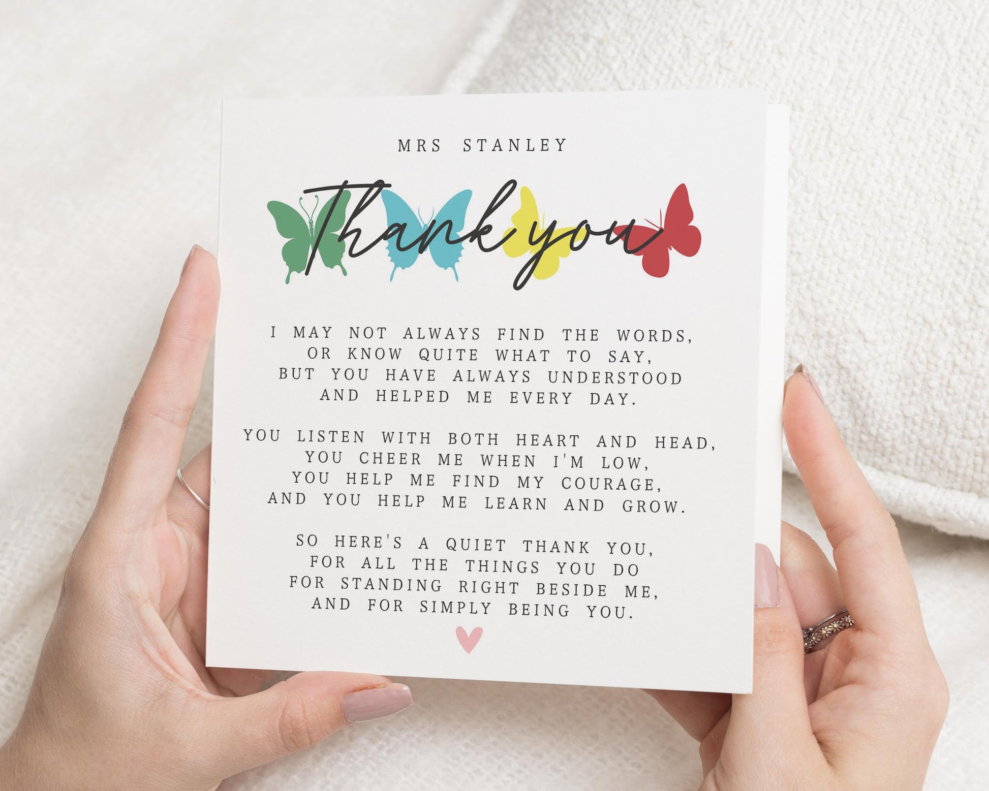 Thank You Card for SEN Teacher, Autism Thank You Card, Personalised Butterfly Card, Special Needs Teacher Card, End of Term Card