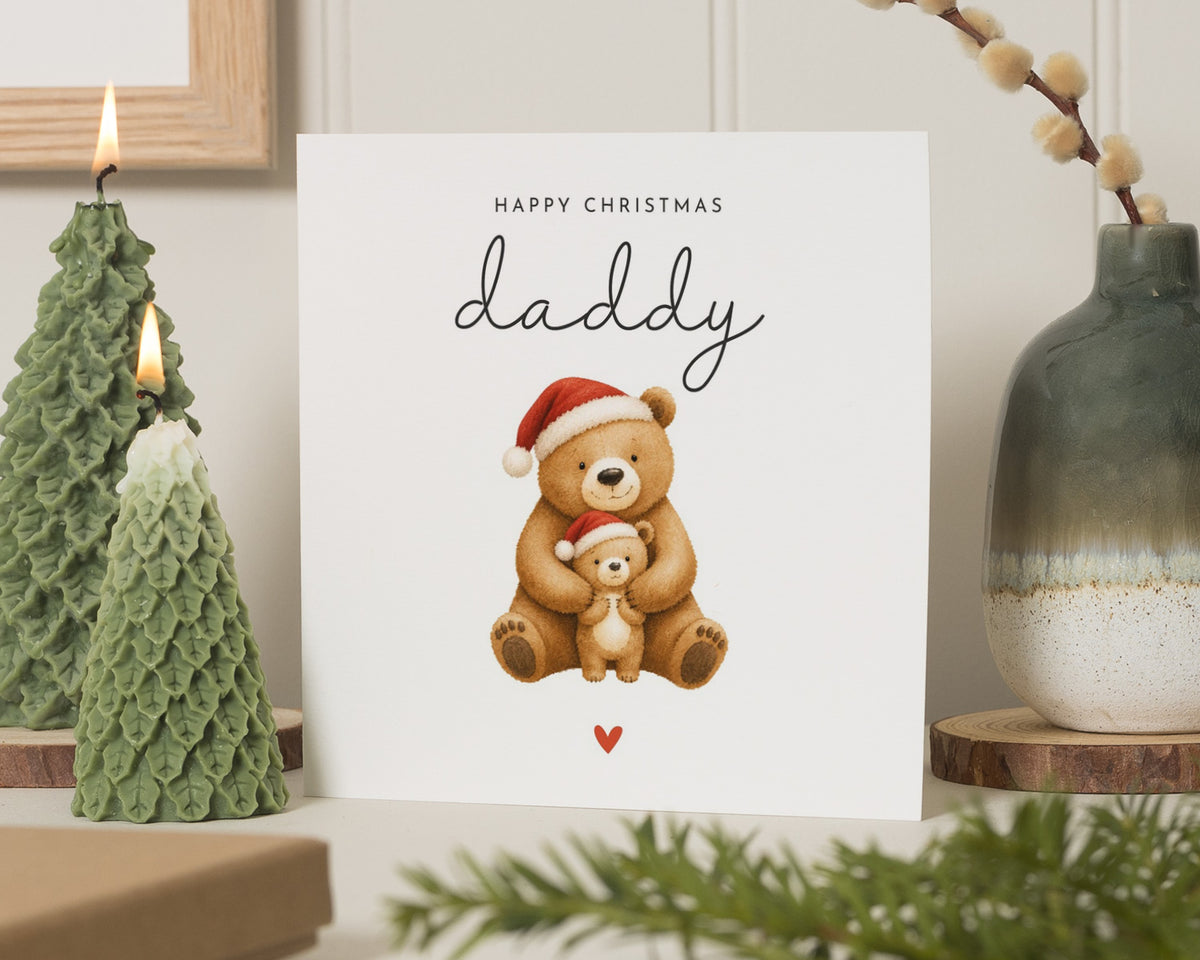 Daddy Christmas Card, Christmas Card for Dad, Dad Christmas Card, Cute Bear Christmas Card, From Baby, From Kids, Xmas Card for Daddy