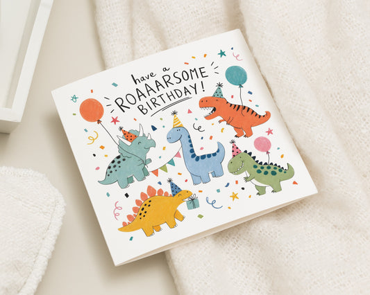 Dinosaur Birthday Card, Dinosaur Birthday Cards, Kids Birthday Card, Birthday Card for Boy, Birthday Card for Girl, Roarsome Card