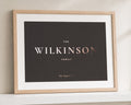 Personalised Rose Gold Foil Family Print, Chocolate Brown Wall Art, Family Name Print, New Home Gift, House Warming Gift, Living Room Art