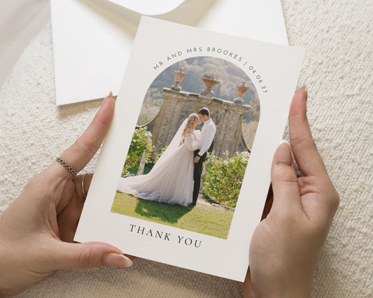 Personalised Wedding Thank You Cards, Photo Wedding Thank You Card, Minimal Wedding Thank You Cards, Folded Thank You Cards