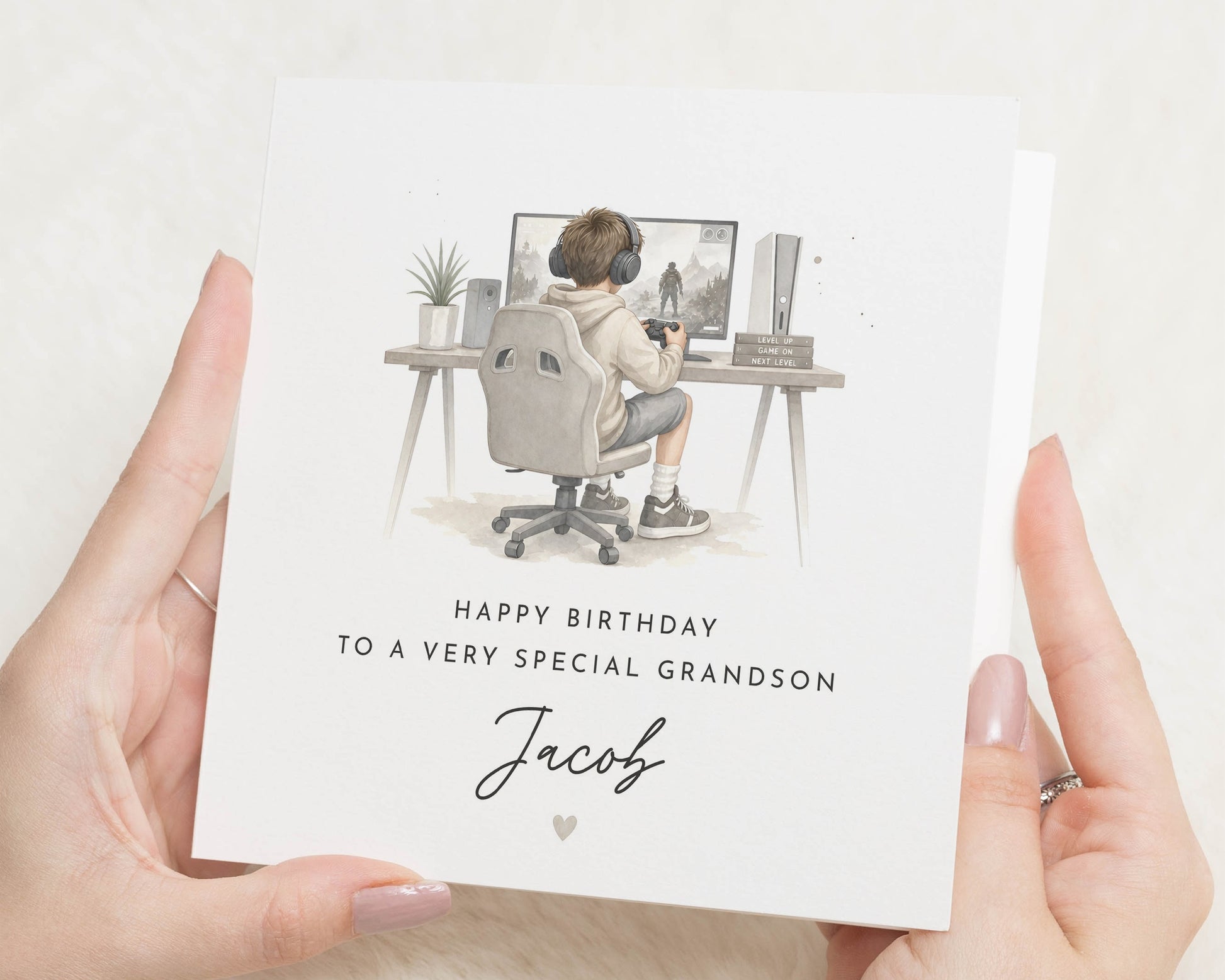 Grandson Birthday Card, Personalised Birthday Card for Grandson, Gaming Birthday Card for Boy, Gamer Birthday Card, Boys Birthday Card