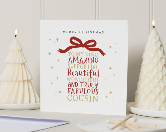 Christmas Card for Cousin, Merry Christmas Card, Christmas Card for Her, Christmas Card for Him, Personalised Cousin Christmas Card