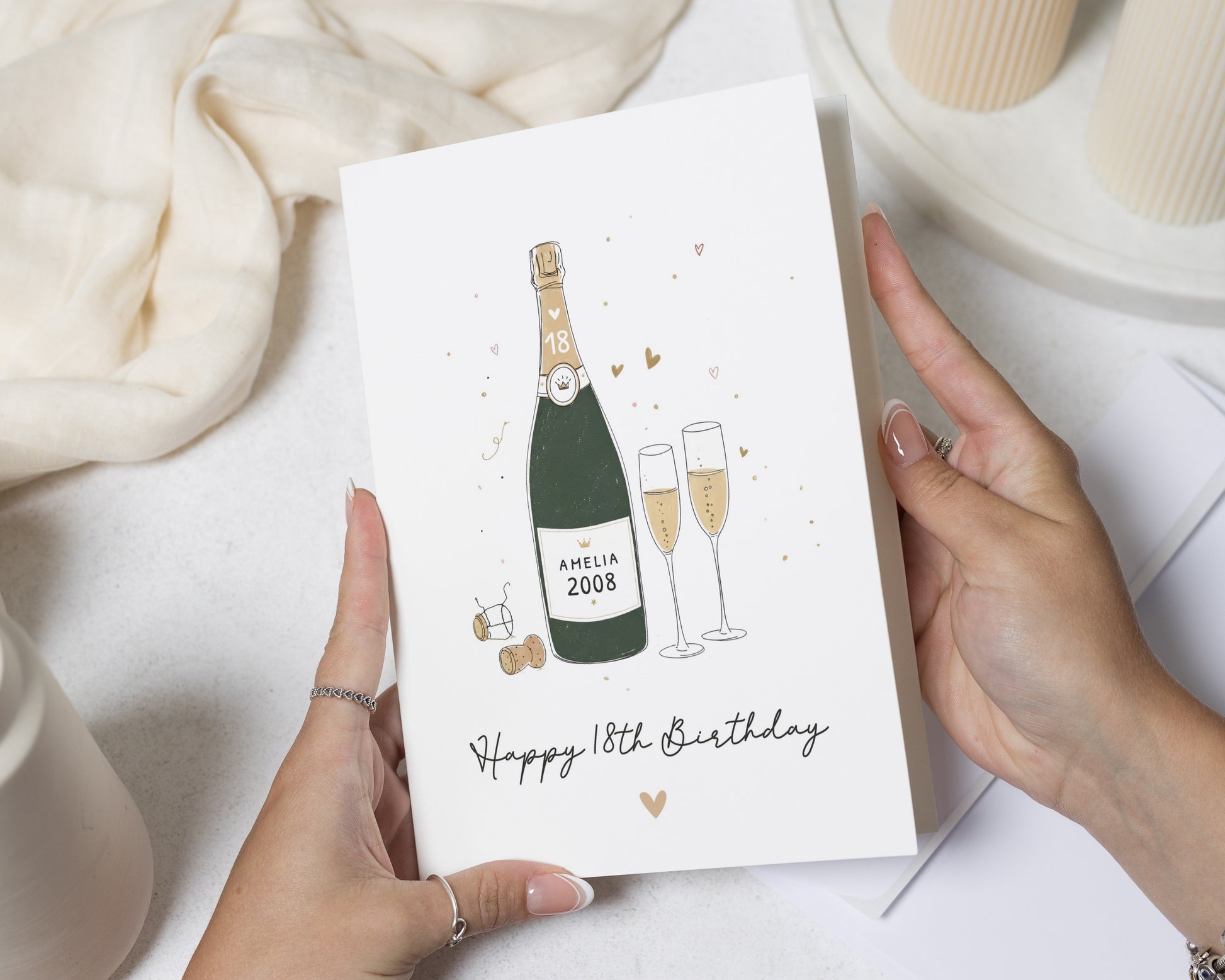 18th Birthday Card, Personalised Birthday Card, Birthday Card for Daughter, 18th Birthday Card for Her, Champagne Birthday Card
