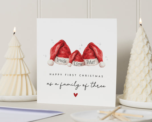 First Christmas Card Family of Three, Personalised Christmas Card, Family Christmas Card, First Christmas Card, Christmas Card for Family