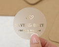 Save The Date Sticker, Gold Foil Wedding Sticker, Personalised Save The Date, Custom Wedding Sticker, Modern Save The Date Label