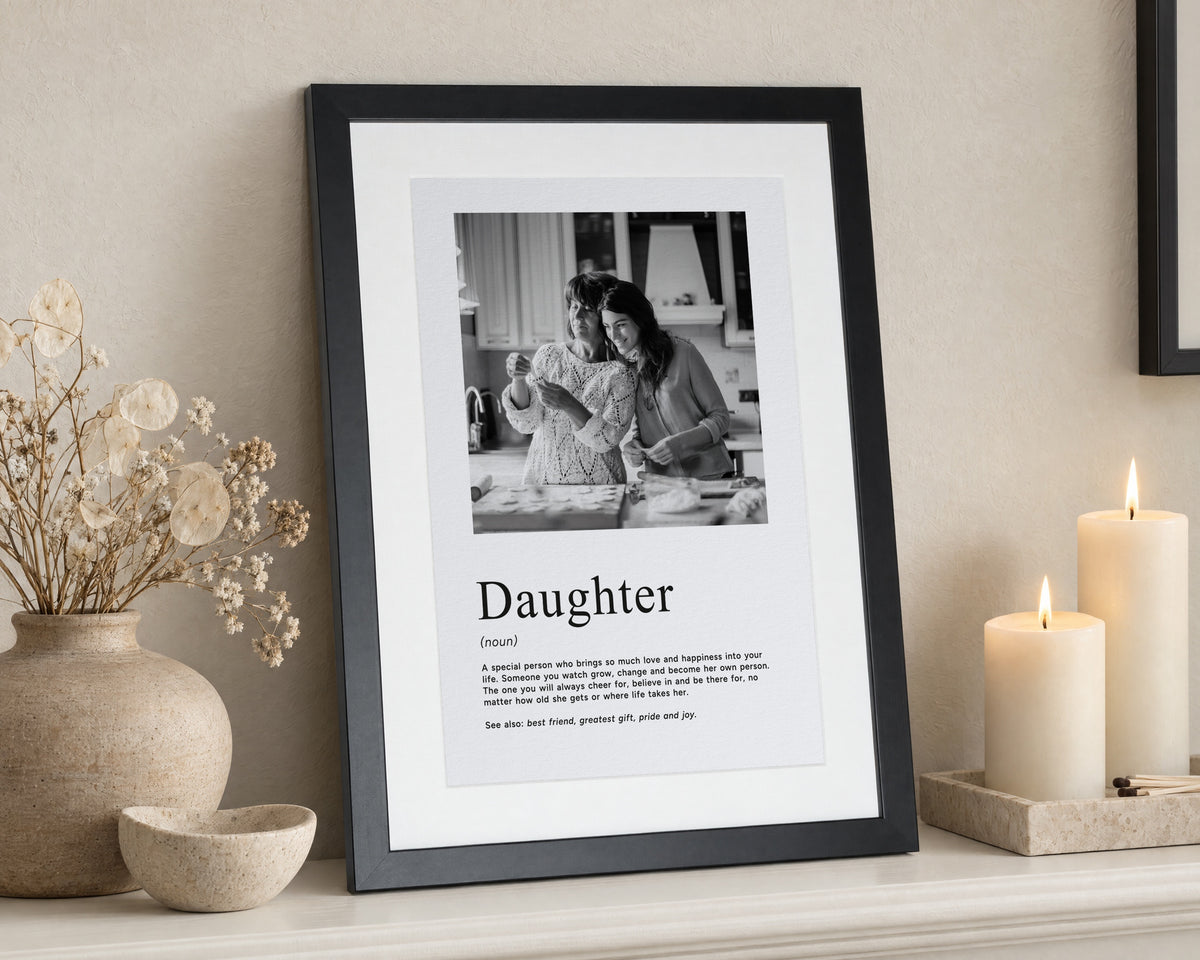 Personalised Daughter Print From Photo, Daughter Definition Wall Art, Gift for Daughter from Mum or Dad, Family Portrait Print