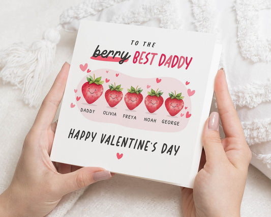 Valentines Day Card for Daddy, Berry Best Daddy Card, Personalised Valentines Card, Cute Valentines Card for Dad, Card from Kids