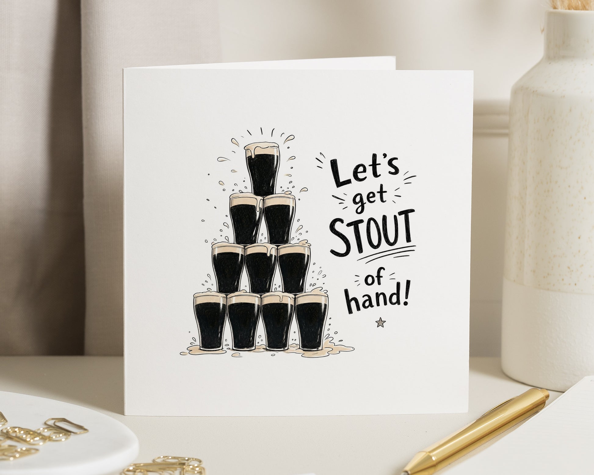 Birthday Card for Him, Funny Beer Birthday Card, Stout Card, Pub Pun Card, Birthday Card for Dad, Friend or Husband